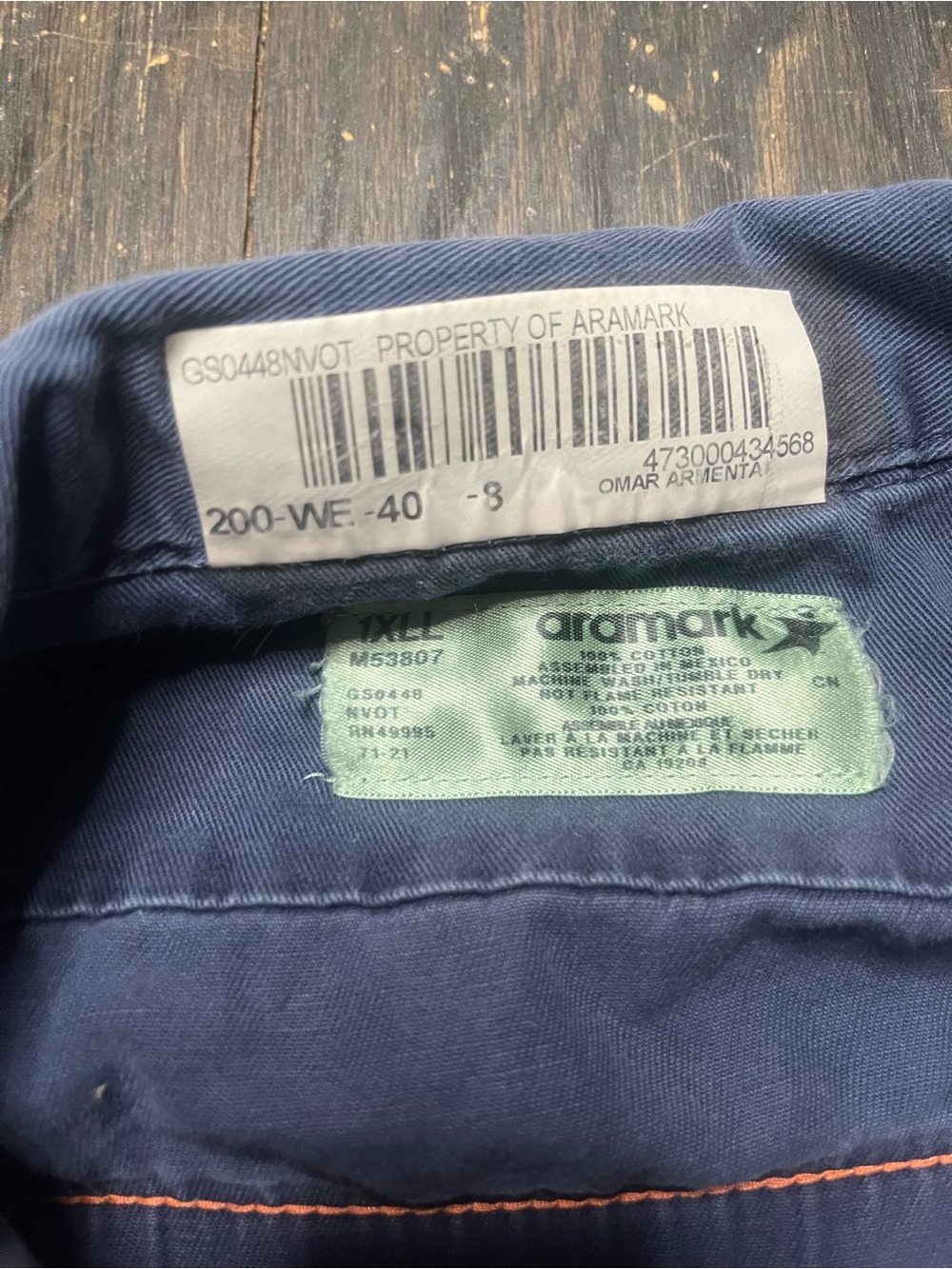 Aramark 1XLL Thrashed Work Shirt Reflective Mechanic Distressed Workwear - Picture 2 of 12